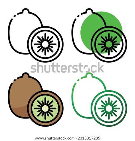 Kiwi icon design in four variation color