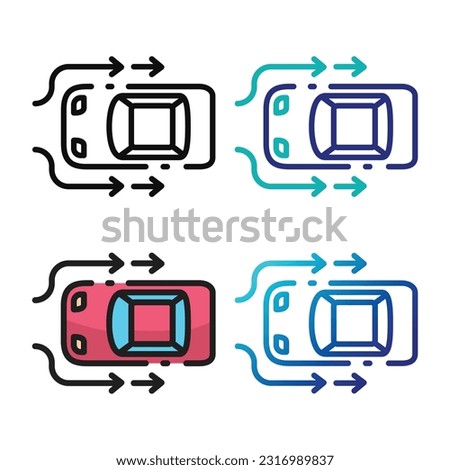 Aerodynamic car icon design in four variation color