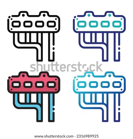 Car manifold icon design in four variation color
