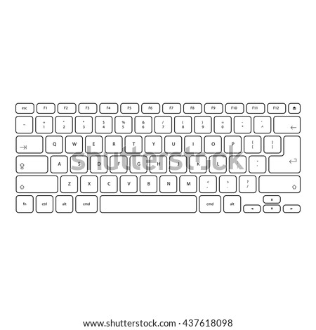 Vector illustration of virtual keyboard. Outline style. Easy to edit and use.