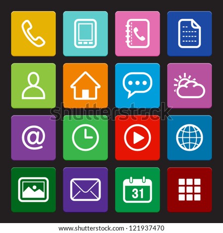 Mobile Phone Icons: Colorful Style