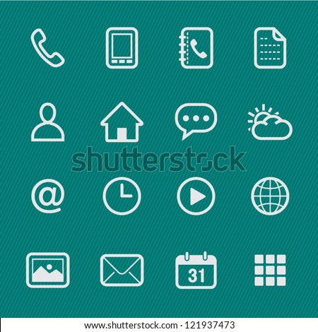 Mobile Phone Icons with Green Background