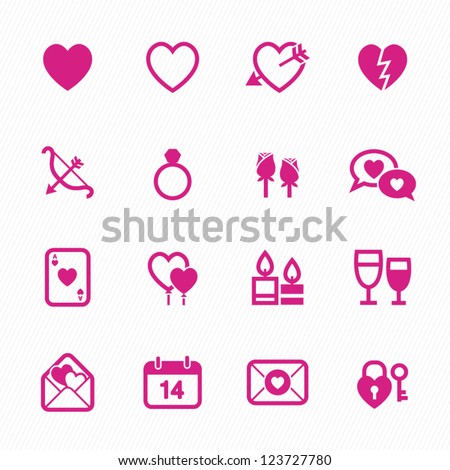 Valentine's Day Icons with White Background