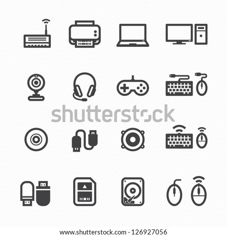 Computer Icons and and Computer Accessories Icons with White Background