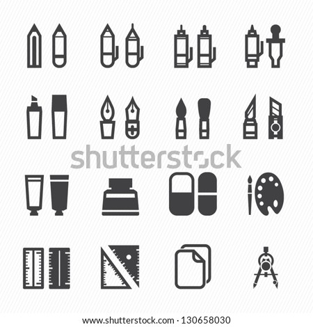 Drawing and Painting Tools Icons with White Background