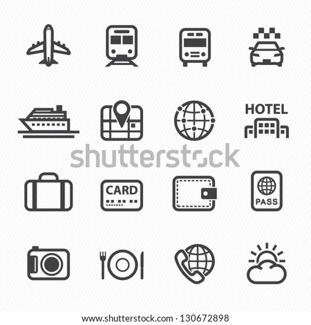 Travel and Vacation Icons with White Background