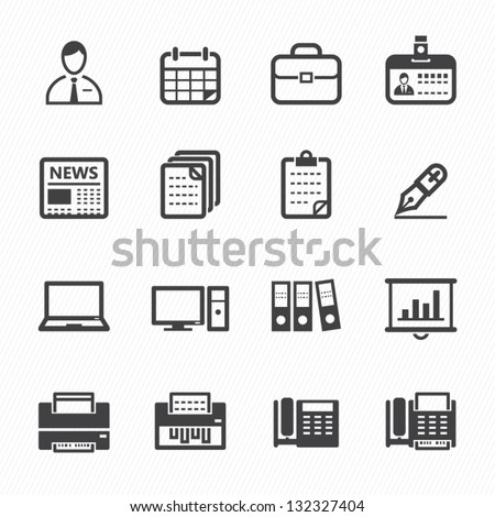 Business and Office Icons with White Background