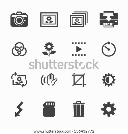 Photography icons and Camera Function Icons with White Background