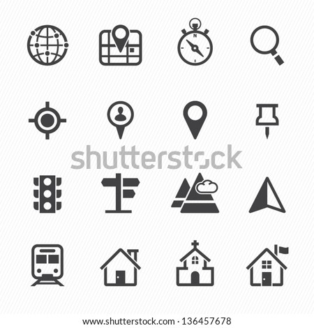 Map Icons and Location Icons with White Background