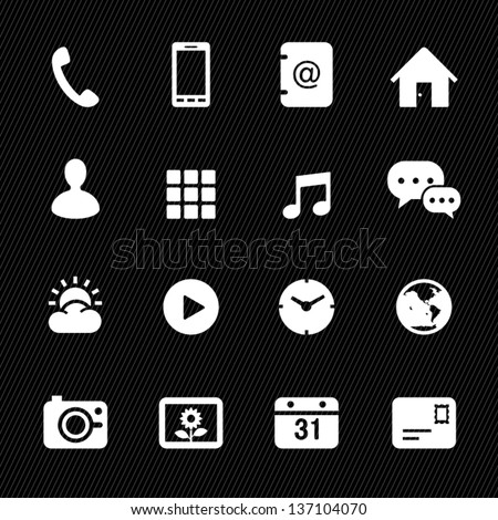 Mobile Phone Icons with Black Background