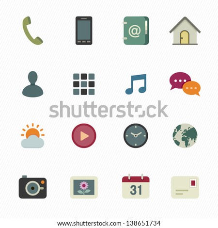 Mobile Phone Icons with White Background
