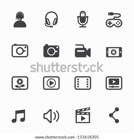 Multimedia Icons with White Background