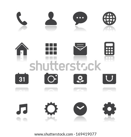 Mobile Phone Icons for application with White Background