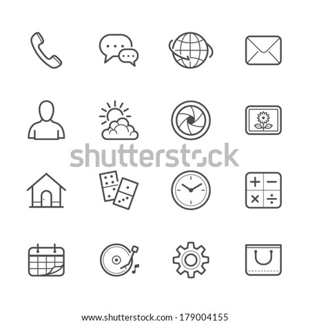 Main Icons for Mobile Phone and Application