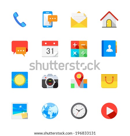 Mobile Phone Icons : Flat Icon Set for Web and Mobile Application