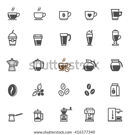 Coffee Icons With White Background Stock Vector 416577340 : Shutterstock