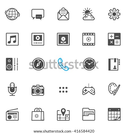 Mobile Phone application icons with White Background