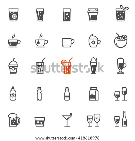 Drinks and Beverages icons with White Background