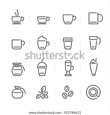 Coffee icons with White Background
