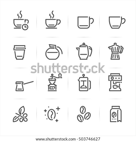 Coffee icons with White Background
