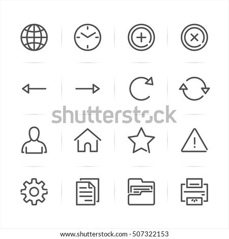 Toolbar icons for Application and website with White Background