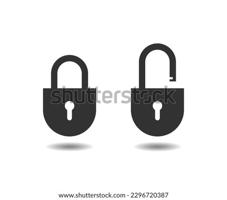 Lock icon set. Locked and unlocked padlock vector icon set.