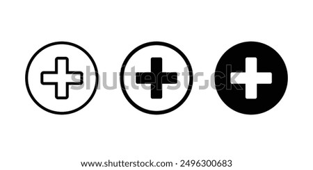 Plus icon set. Add icon. Addition sign. Medical Plus icon design on white background vector illustration