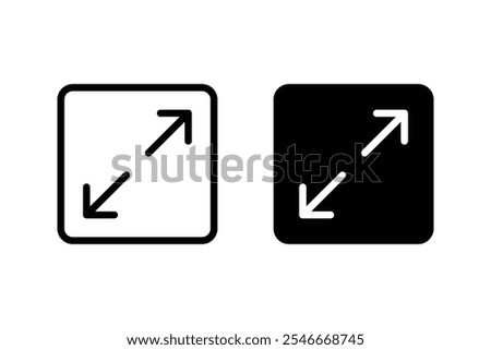 Fullscreen icon vector. Fullscreen size line icon. Expand to full screen sign and symbol. Arrows symbol