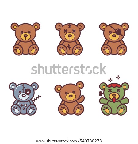 Vector Set of bear icon. 