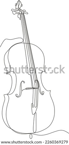  single line vector of double bass player contrabass game. Jazz bass classical musician isolated on white