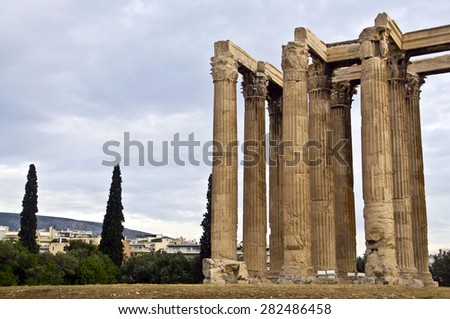 ATHENS -MAY 1: The Temple of Zeus on May 1, 2015 in Athens, Greece. Temple of Zeus is an ancient temple dedicated to the mythological god Zeus.