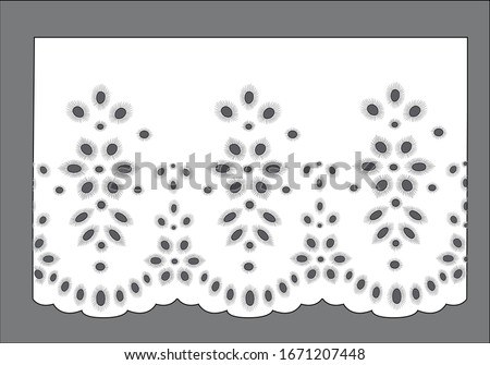 anglaise, decorative flower floral lace embroidery design vector Set of seamless lattice borders. white lace ribbons cotton eyelet lace