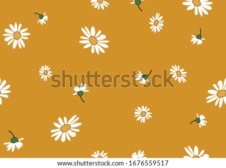daisy seamless pattern vector design hand drawn spring daisy flower  fabric towel design pattern summer print  ditsy flower,spring,stationery,fabric,paper,packet,fashion creative decorative seamless