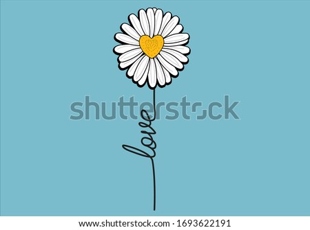 love daisy lettering design vector  daisy flower design hand drawn  decorative fashion style trend spring summer print pattern positive quote heart illustration  
