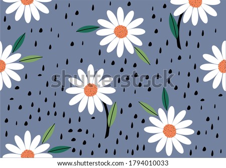 pink daisy pattern daisy seamless pattern vector design hand drawn spring daisy flower  fabric towel design pattern summer print  ditsy flower,spring,stationary,fabric,paper,packet,fashion creative