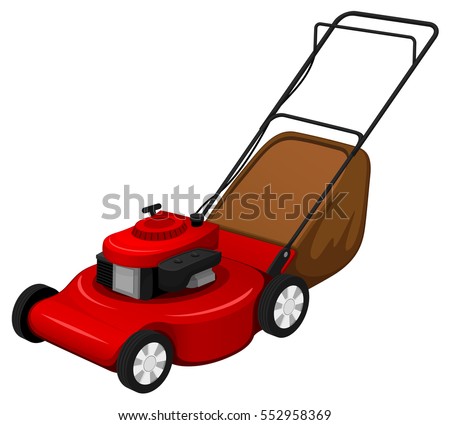 Vector illustration of a red lawn mower.