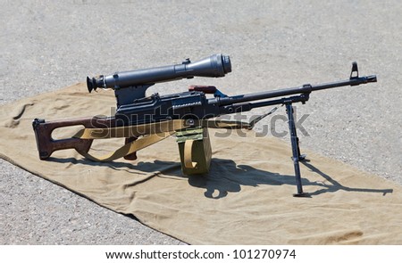 Machine gun kalashnikov with scope