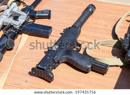 SAMARA, RUSSIA - MAY 31, 2014: Russian weapons. Submachine gun AEK-919K \