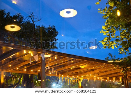 Similar – Image, Stock Photo Unrecognizable traveler with flashlight exploring foggy forest