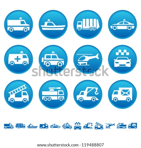 Emergency rescue and other special transportation icons