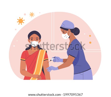 Similar – Image, Stock Photo Woman making facemasks for coronavirus pandemic