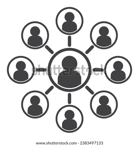Business Management Outline Icon , Referral icon isolated on white background. Symbol of a group of people or multiple users or friends.People Network Social Connection Icon Vector.