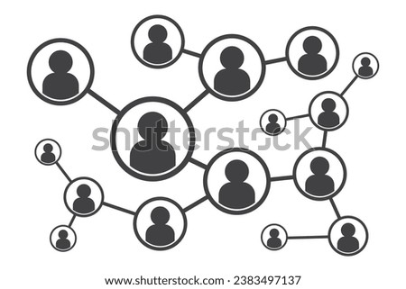 Business Management Outline Icon , Referral icon isolated on white background. Symbol of a group of people or multiple users or friends.People Network Social Connection Icon Vector.