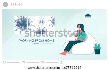 Creative working from home illustration concept for employees who may be at risk of being exposed to coronavirus. Social distancing effect of coronavirus epidemic to people business and public worker.