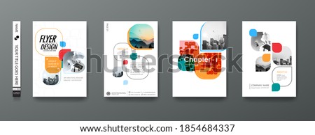 Portfolio geometric design vector set. Abstract blue liquid graphic gradient circle shape on cover book presentation. Minimal brochure layout and modern report business flyers poster template. Imagine de stoc © 