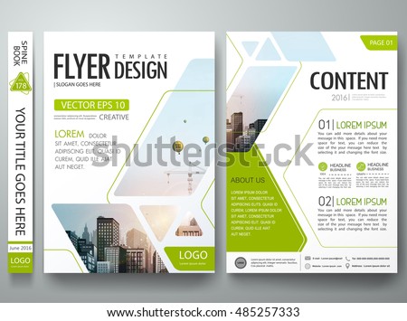 Brochure design template vector. Green Abstract square cover book portfolio presentation. City in A4 layout. Flyers report business magazine and minimal poster.