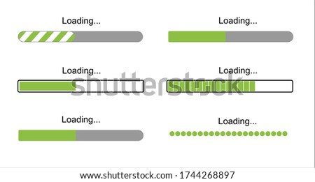 loading bar progress icons, load sign green vector illustration. System software update and upgrade concept. Vector illusration EPS 10