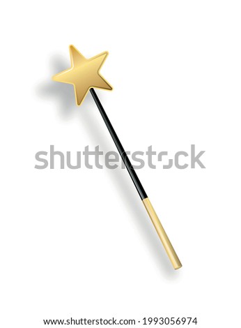 Vector illustration of miracle magical stick with sparkle isolated on transparent background. magic wand suspended in thin air with a drop shadow and clipping path