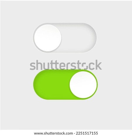 Toggle switch buttons isolated on white background. Vector 3D illustration