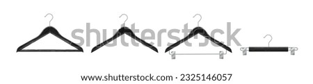 Clothes hanger isolated on white background. Wooden hanger Realistic vector clothes hanger wooden hanger closeup isolated on background. Design template, clipart or layout for graphics. Vector